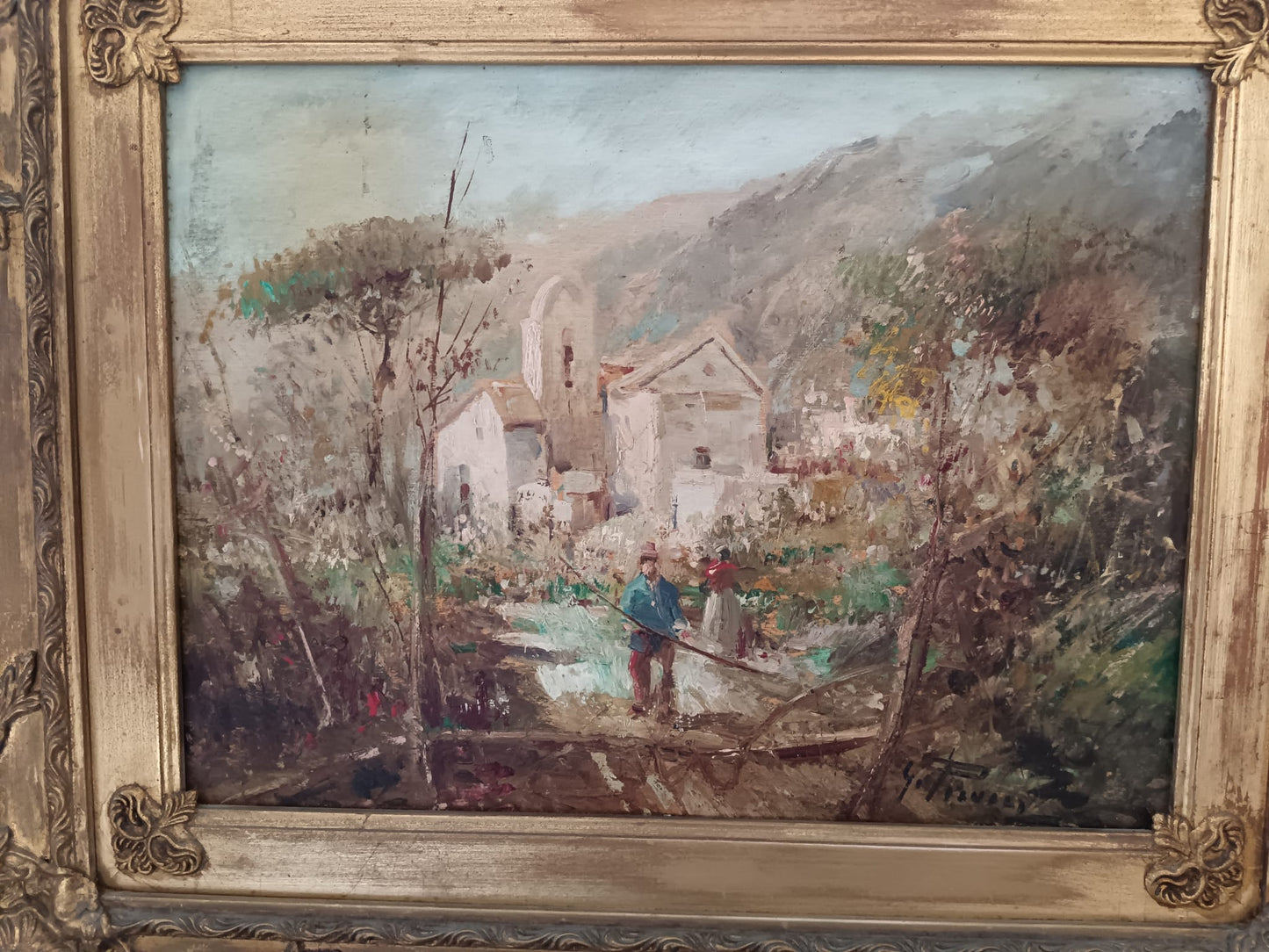 Giovanni Picucci ( XX Secolo) Paesaggio dipinto olio su legno