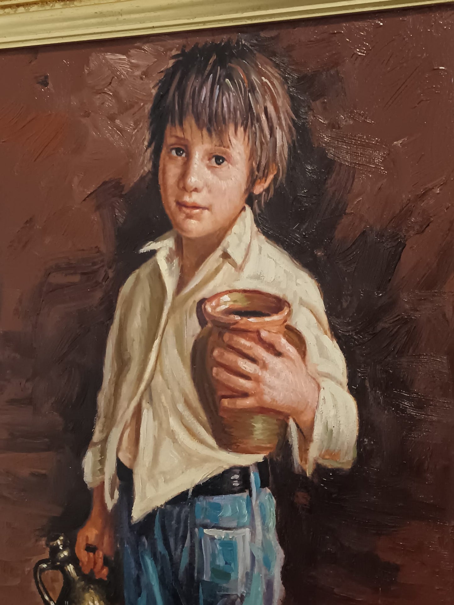 Antonello Iovine (Napoli 1935)-Ritratto di fanciullo- dipinto olio su tela