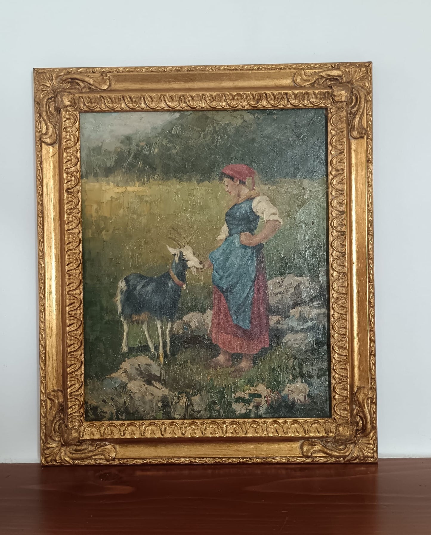 V. De Paoli da (Niccolò Cannicci) la Pastorella- dipinto olio su tela XX secolo