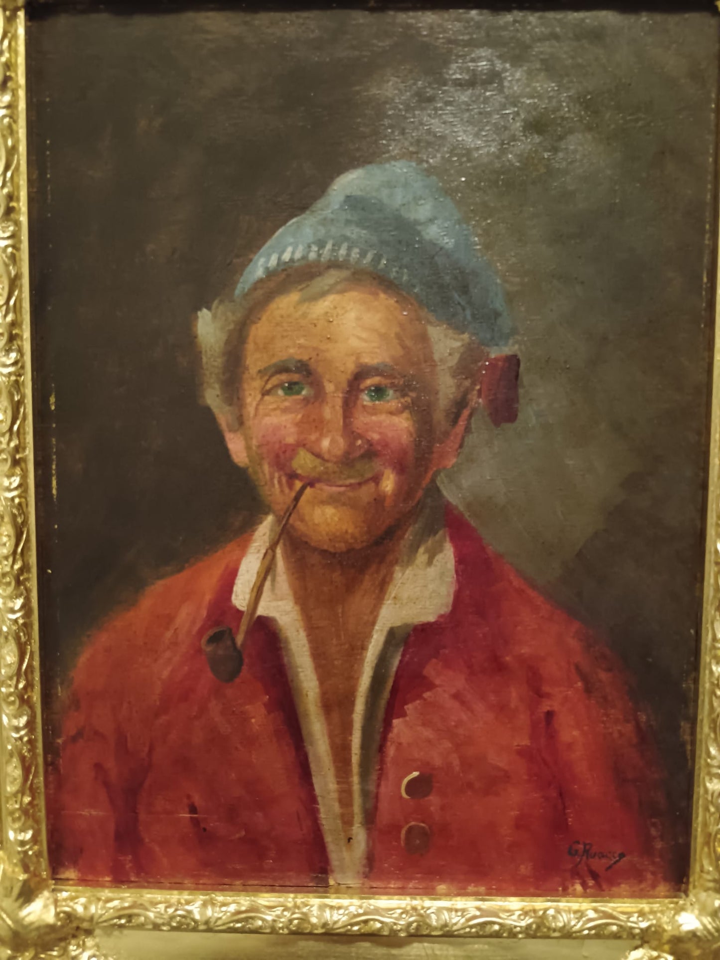 G. Ruocco (XX Secolo)- Figura-  dipinto olio su legno