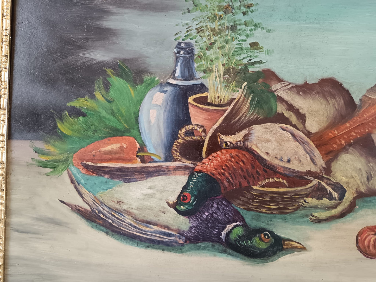 Natura morta (scuola italiana XX secolo)- dipinto olio su pannello