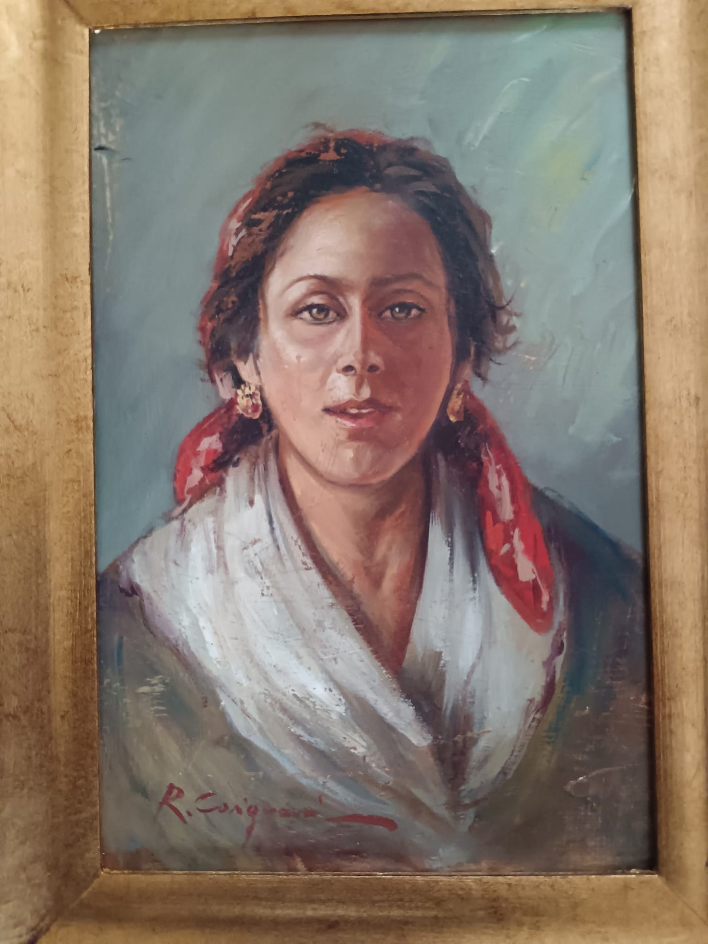 Roberto Carignani (Napoli 1894-1975)- antico dipinto olio su legno