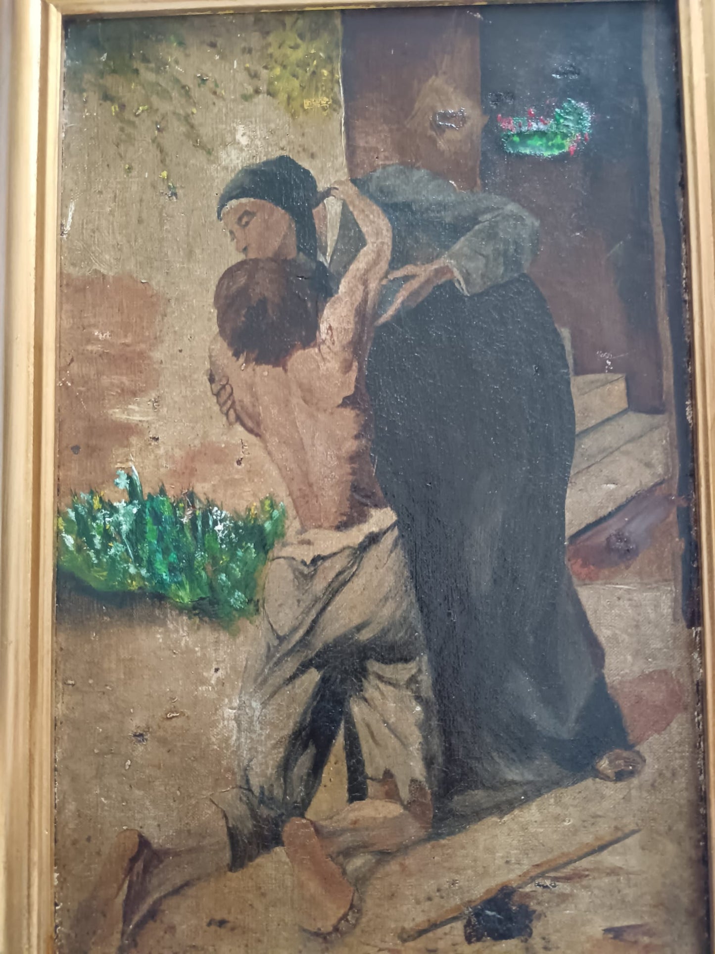 Abbraccio Materno (XIX secolo)- dipinto olio su tela