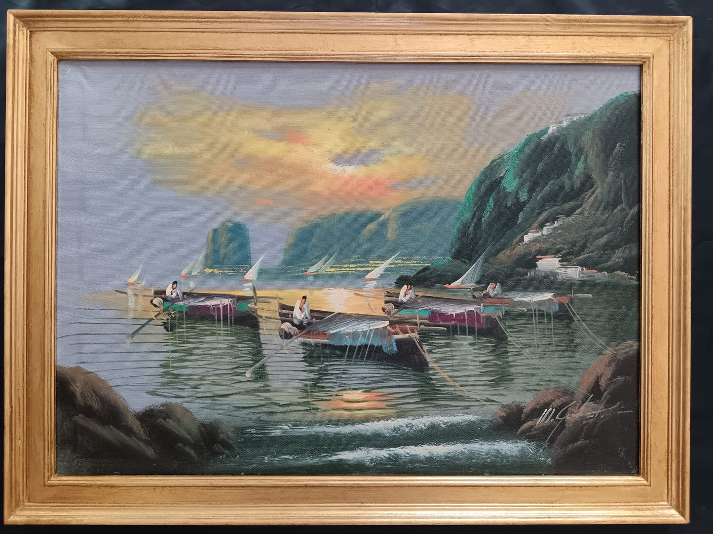 Mario Galanti (Napoli 1923 - 1998) Marina- dipinto olio su tela