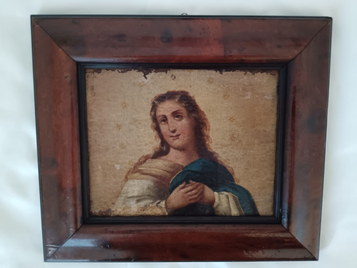 Dipinto sacro ( XVIII Secolo)- antico olio su tela applicata su legno