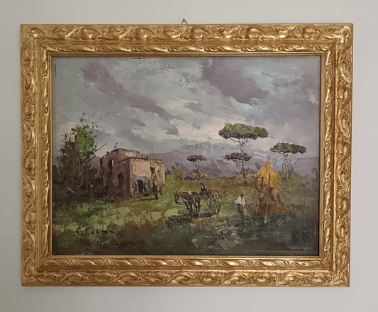 Guglielmo Curti (Roma 1897-1966)- paesaggio dipinto olio su legno
