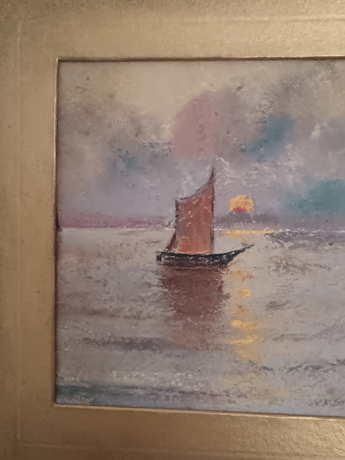 Sergio Nicolò De Bellis (1898-1946)- marina dipinto pastello su cartoncino