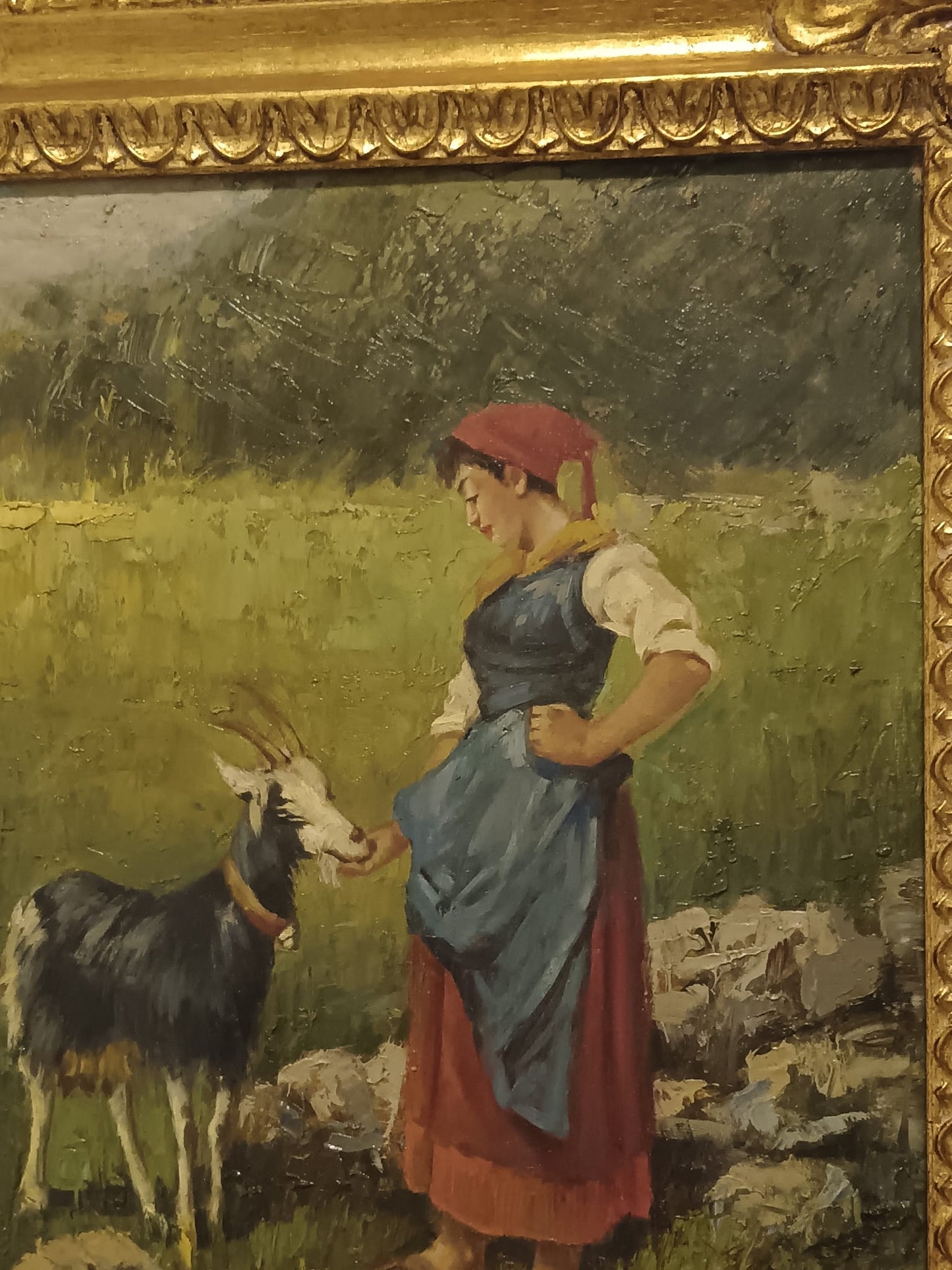 V. De Paoli da (Niccolò Cannicci) la Pastorella- dipinto olio su tela XX secolo