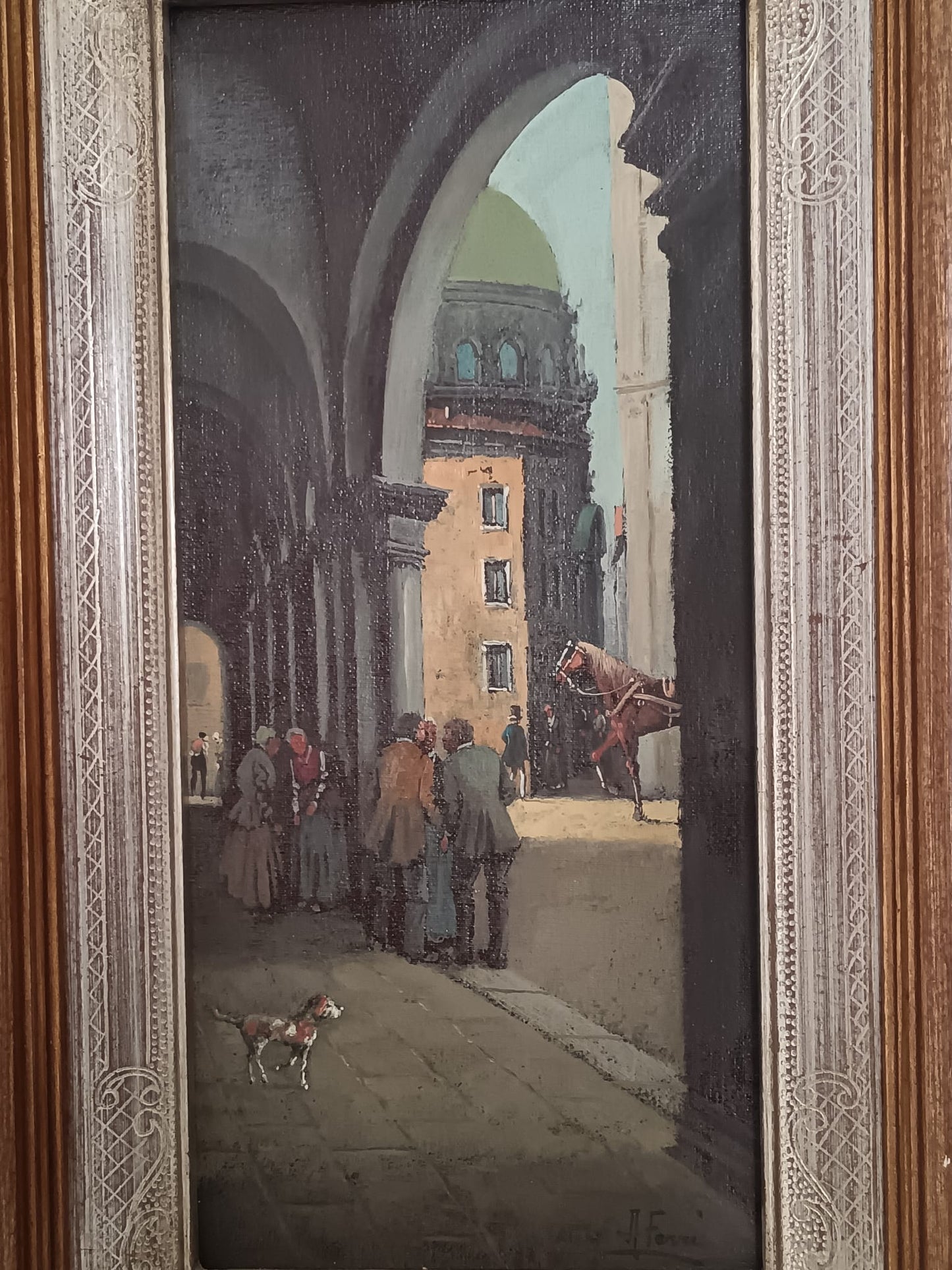 Antonio Ferri (scuola Italiana XIX/XX Secolo)- dipinto olio su tela applicata su cartoncino