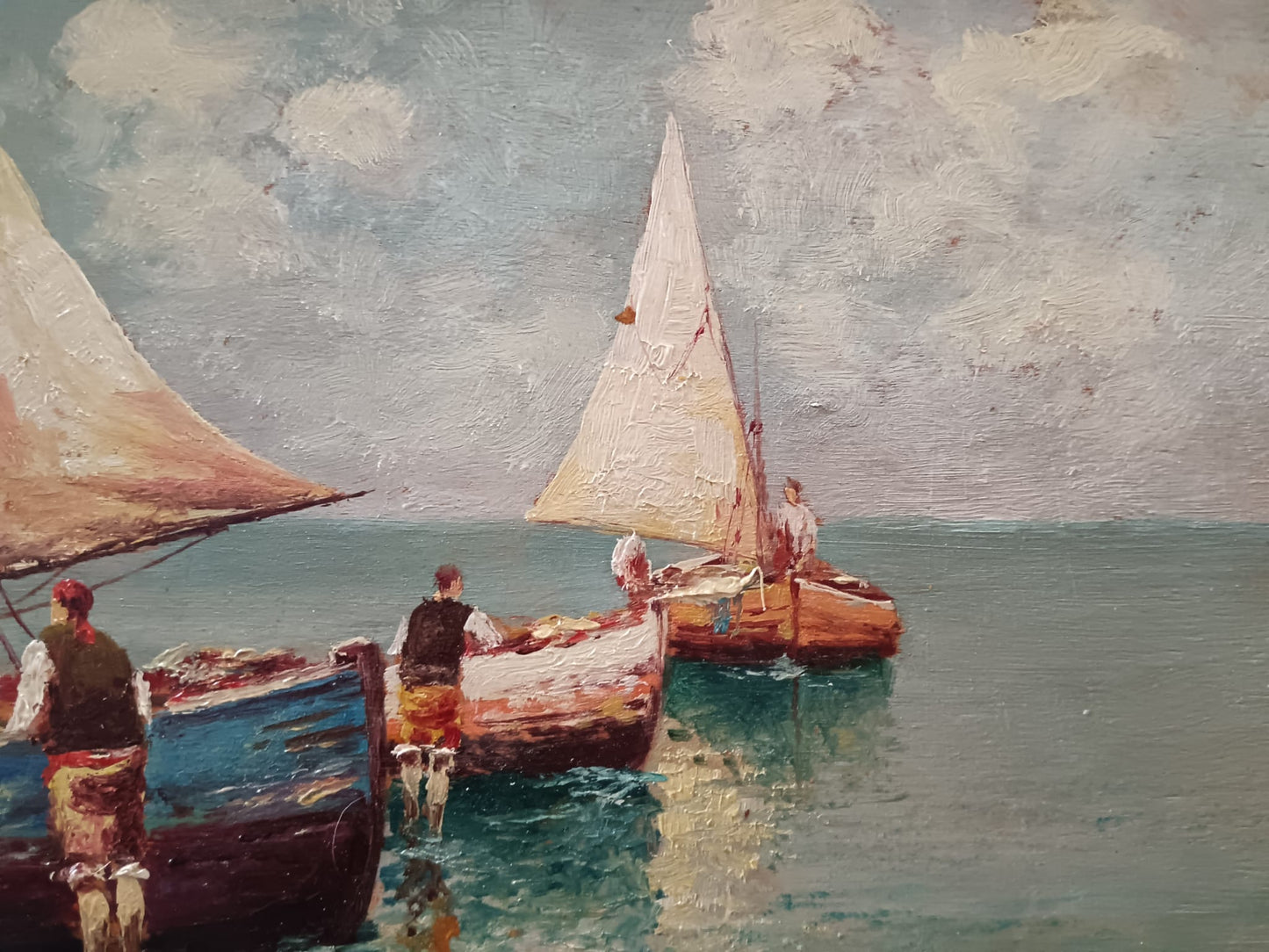 Giovanni Cavalleri (1858- 1934)antico  dipinto olio su legno epoca XIX/ XX secolo
