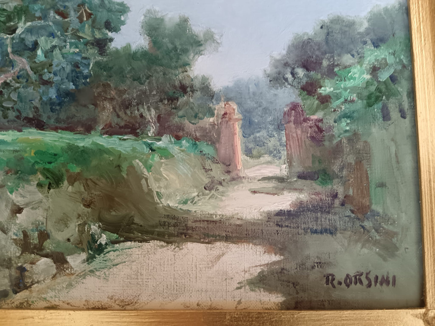 Renato Orsini (XX Secolo)- paesaggio dipinto olio su cartoncino telato