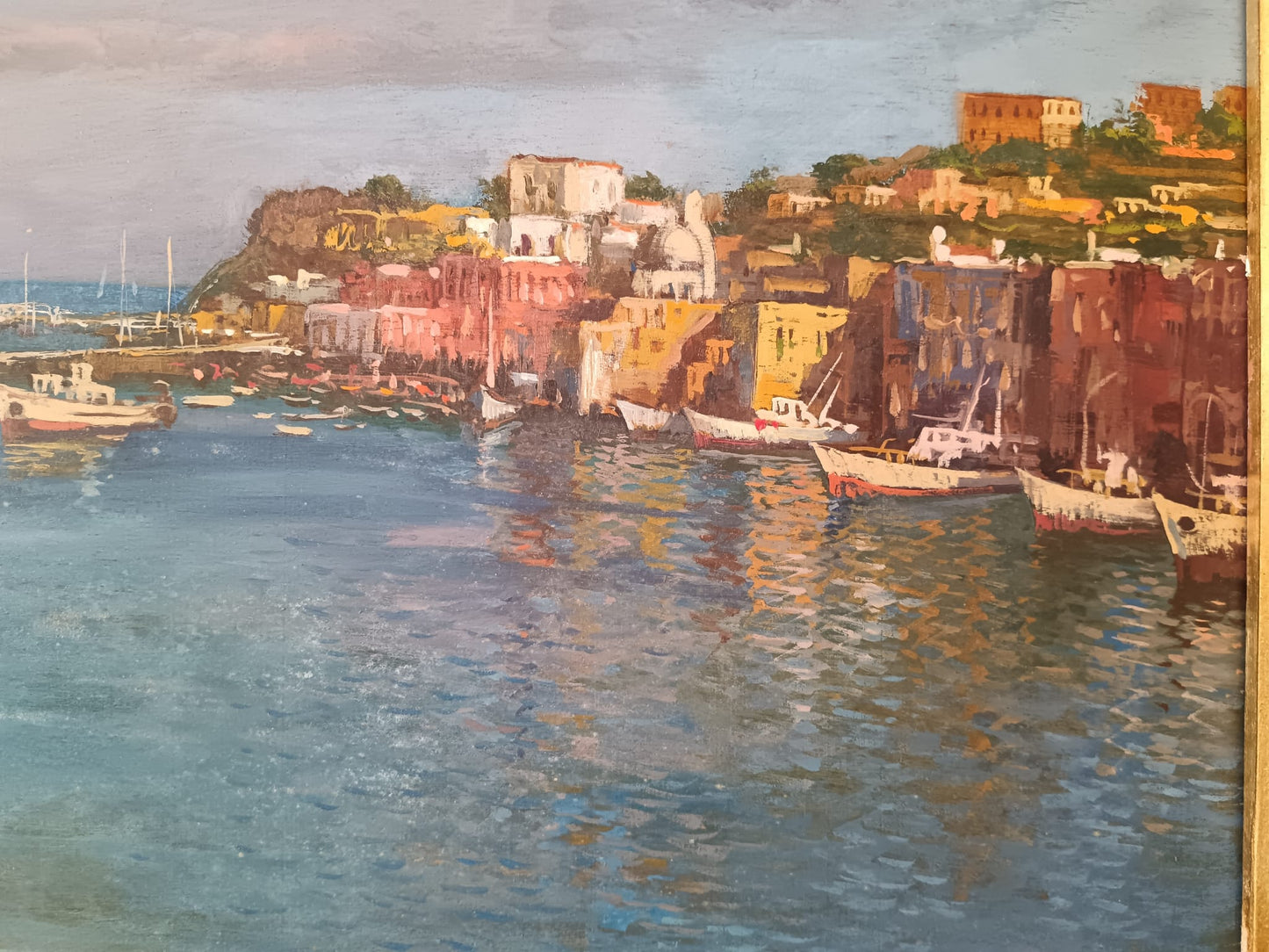 Piero Verteville (XX Secolo)- L'isola Di Procida- dipinto olio su legno