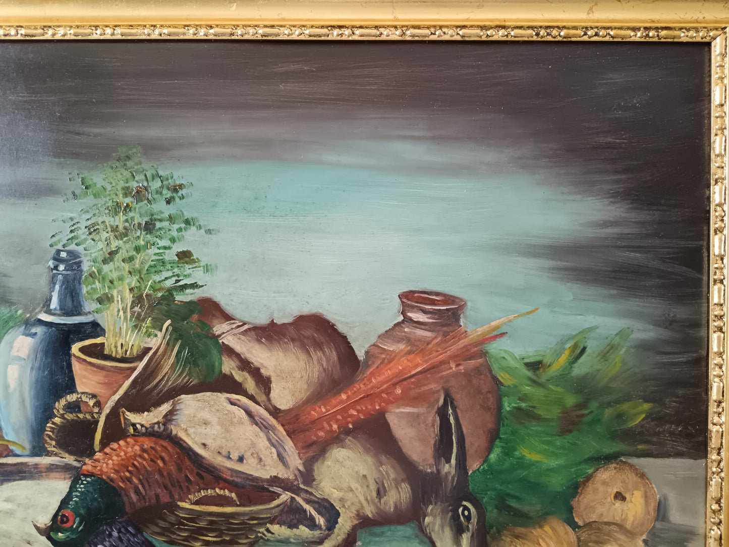 Natura morta (scuola italiana XX secolo)- dipinto olio su pannello