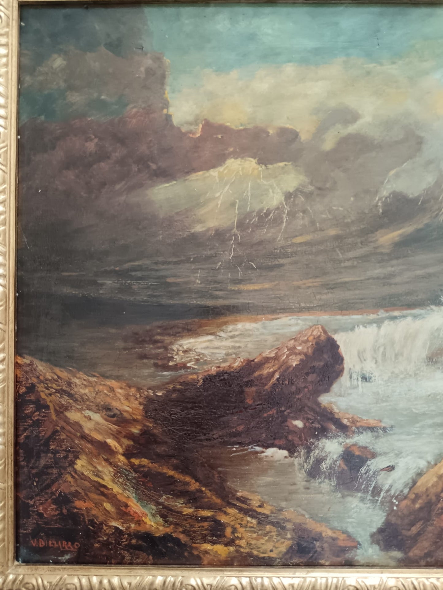 Vincenzo Bizzarro (XX Secolo)- La Deriva, dipinto olio su legno