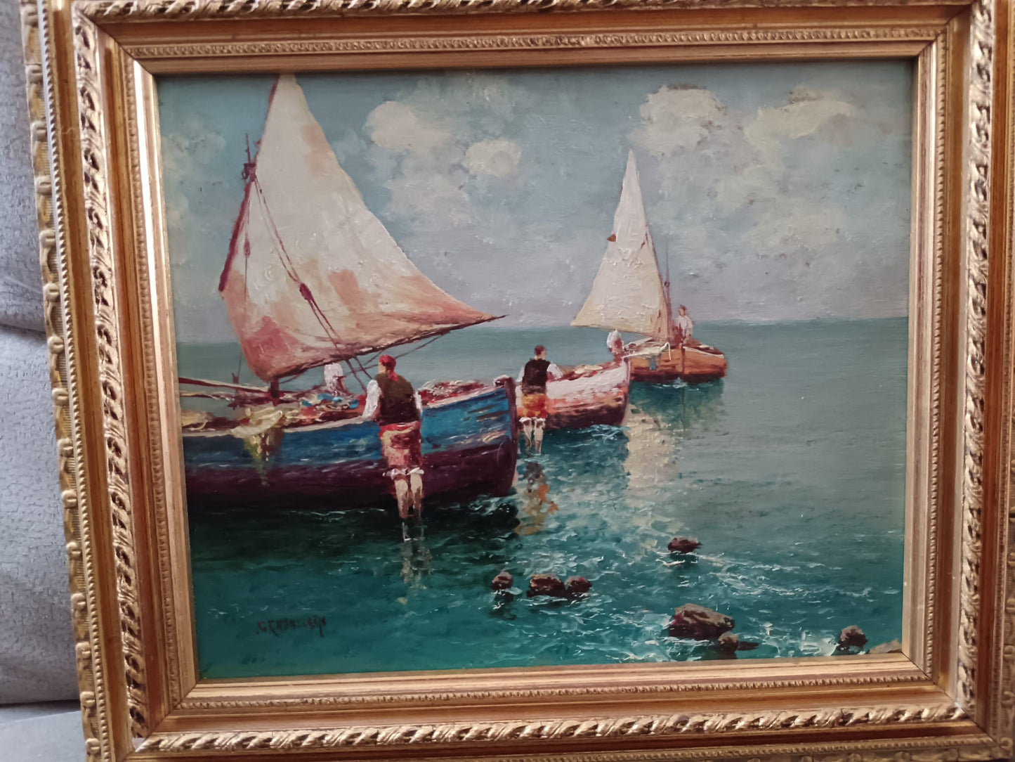 Giovanni Cavalleri (1858- 1934)antico  dipinto olio su legno epoca XIX/ XX secolo