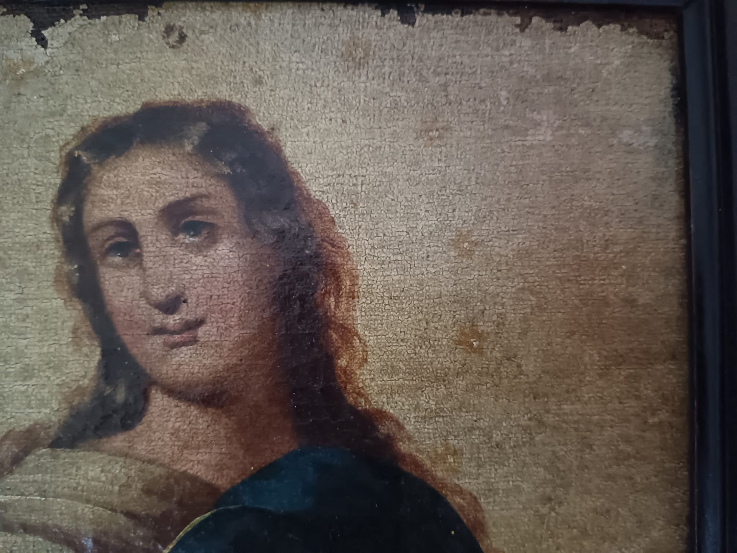 Dipinto sacro ( XVIII Secolo)- antico olio su tela applicata su legno