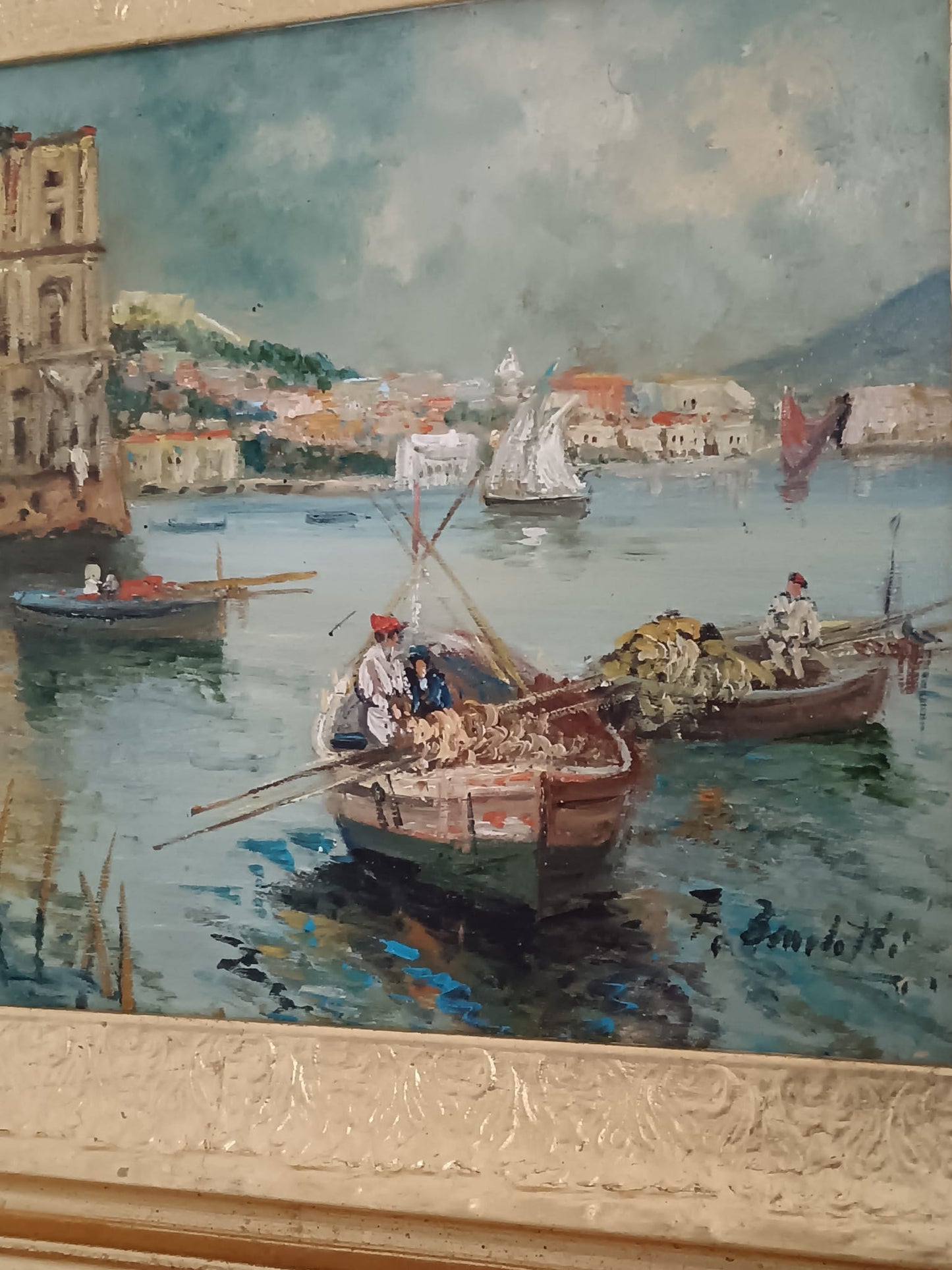 Palazzo Donn'Anna (scuola napoletana XX Secolo)- dipinto olio su legno