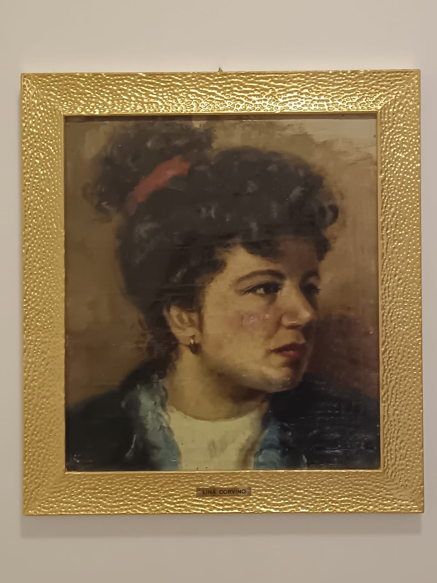 Lina Corvino (Scuola napoletana XX Secolo)- volto di donna, dipinto olio su tela