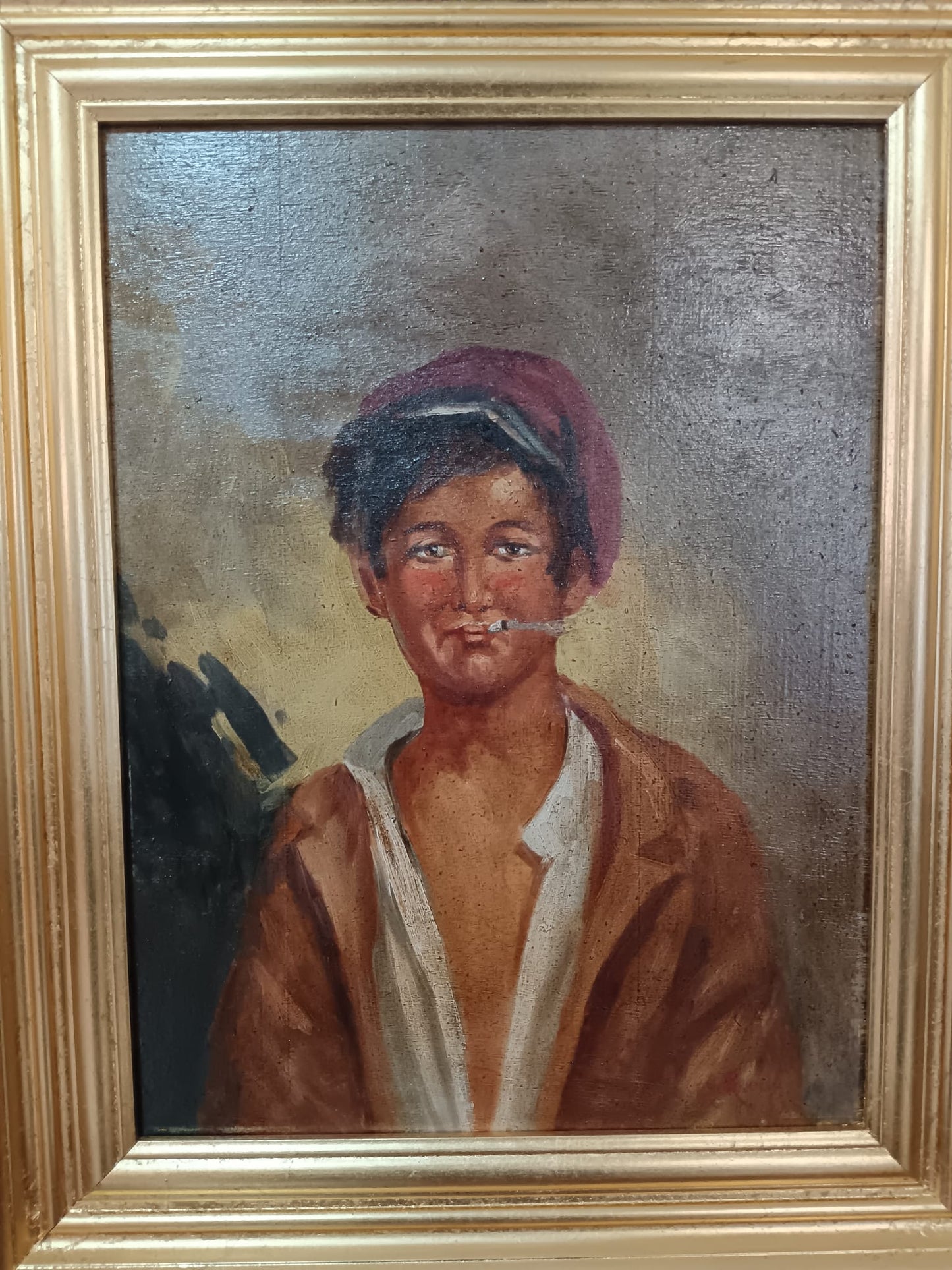 G. Ruocco (XX Secolo)- Scugnizzo- dipinto olio su legno