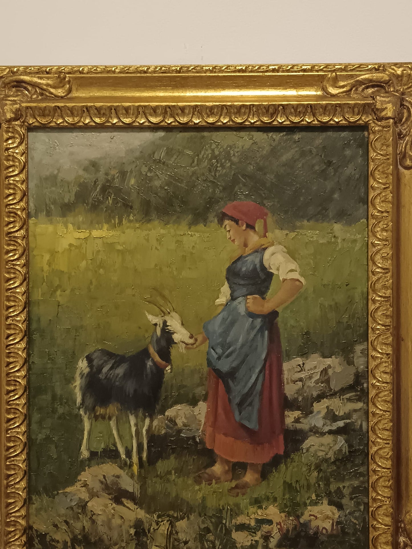 V. De Paoli da (Niccolò Cannicci) la Pastorella- dipinto olio su tela XX secolo