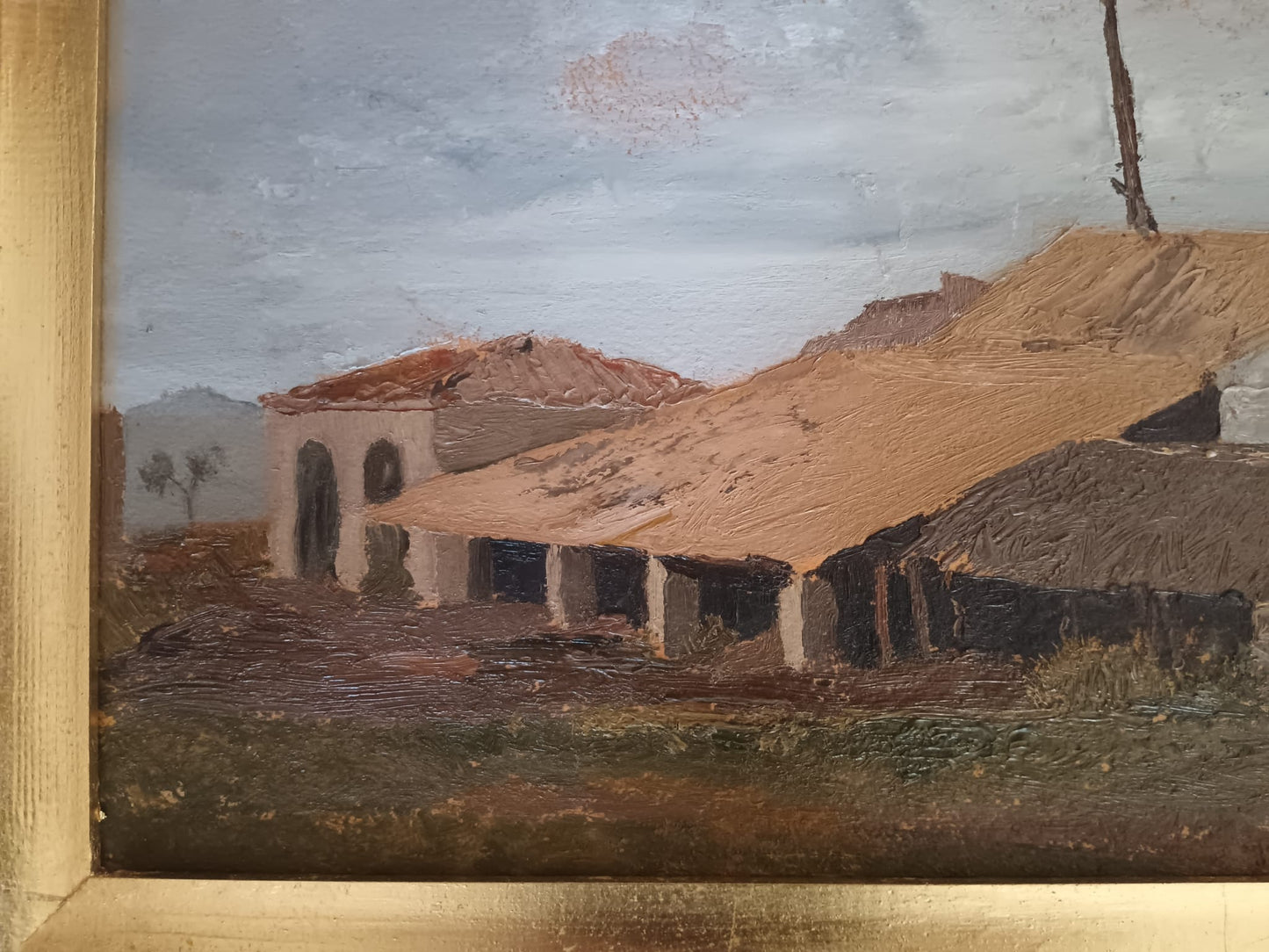 Alvaro Giordano (1913 - 1992)- Paesaggio dipinto olio su cartoncino