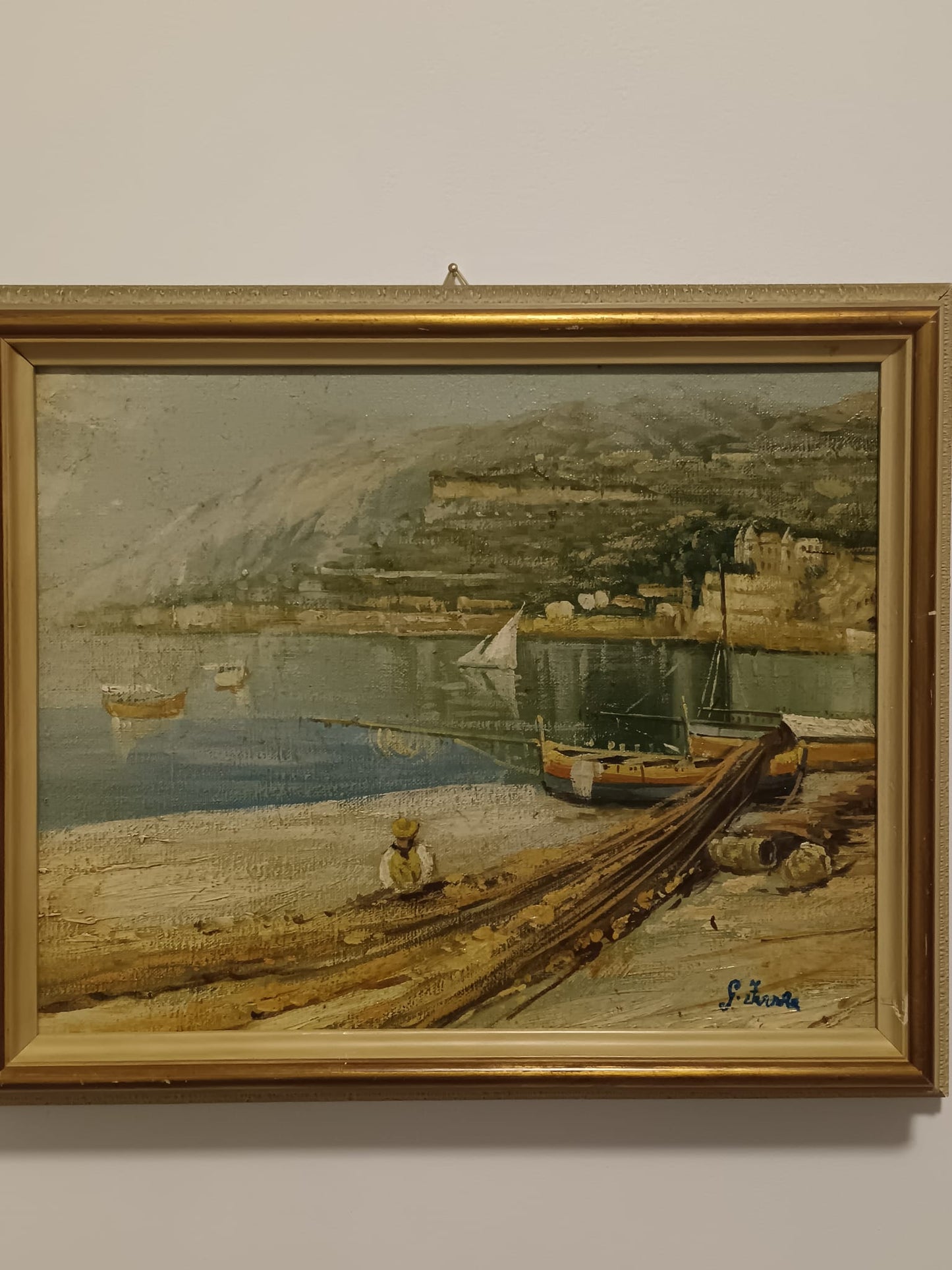 Scorcio Marino ( XX secolo)- dipinto olio su tela applicata su legno