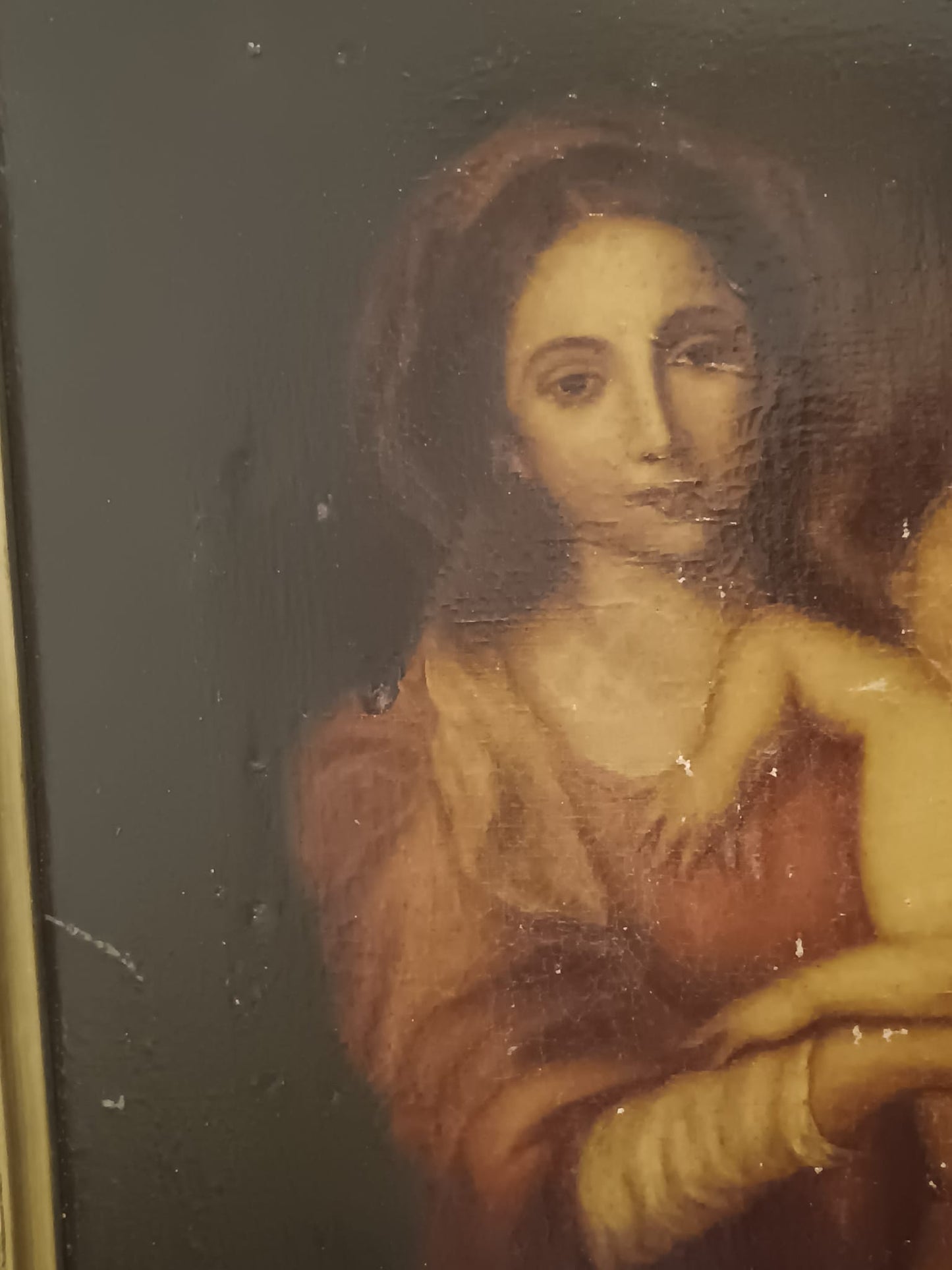 Madonna con bambino dipinto olio su tela- (scuola italiana XIX/XX Secolo)