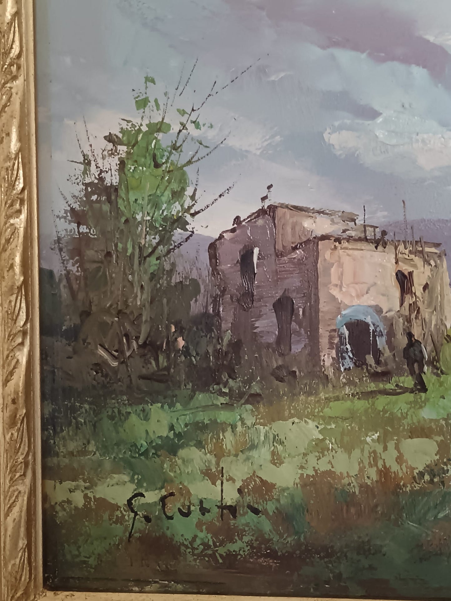 Guglielmo Curti (Roma 1897-1966)- paesaggio dipinto olio su legno