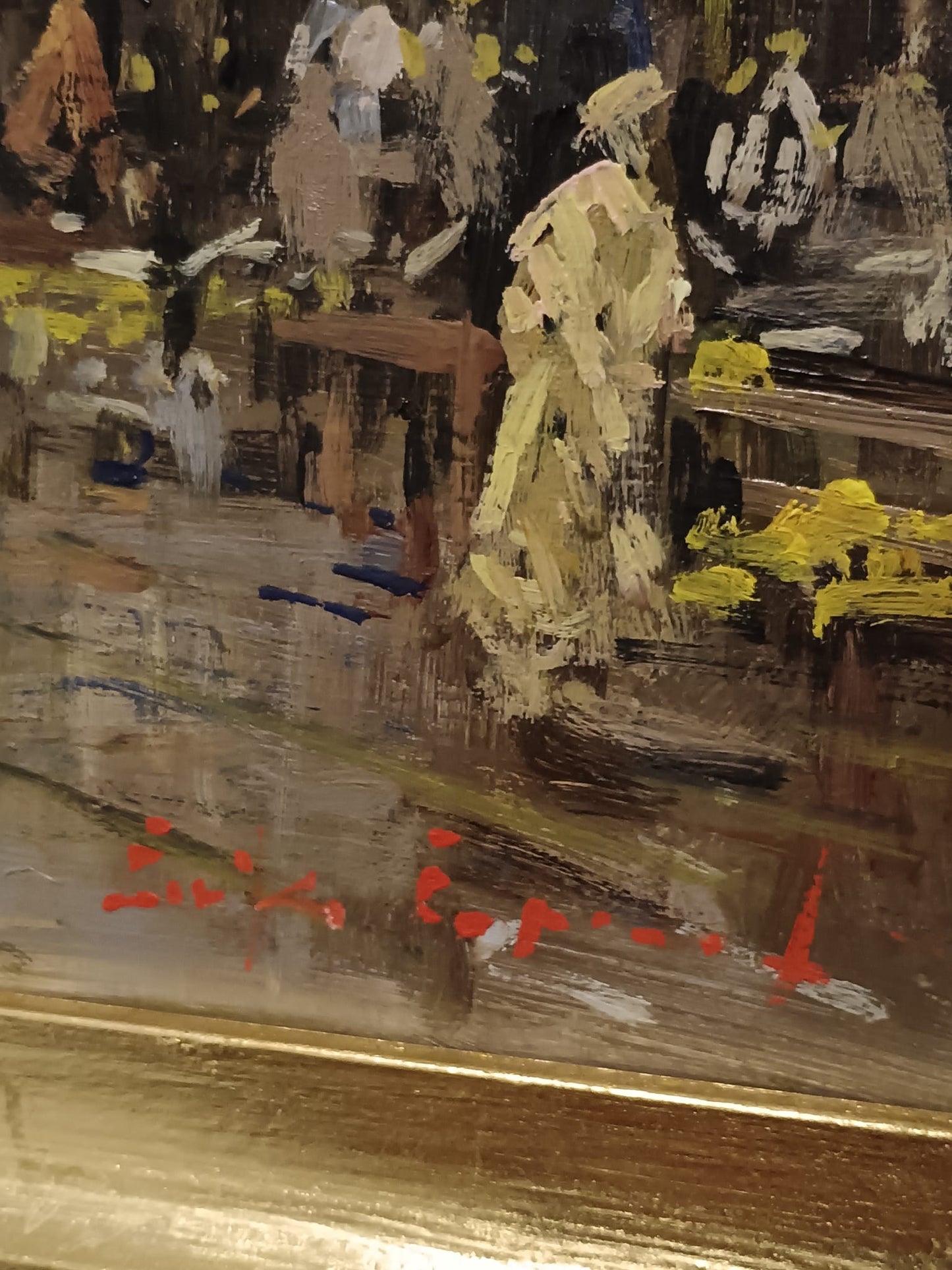 Eniko Esposito (Napoli 1942-2009)-Mercato- dipinto olio su legno