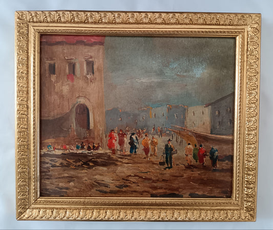 Dipinto olio su pannello epoca metà Novecento