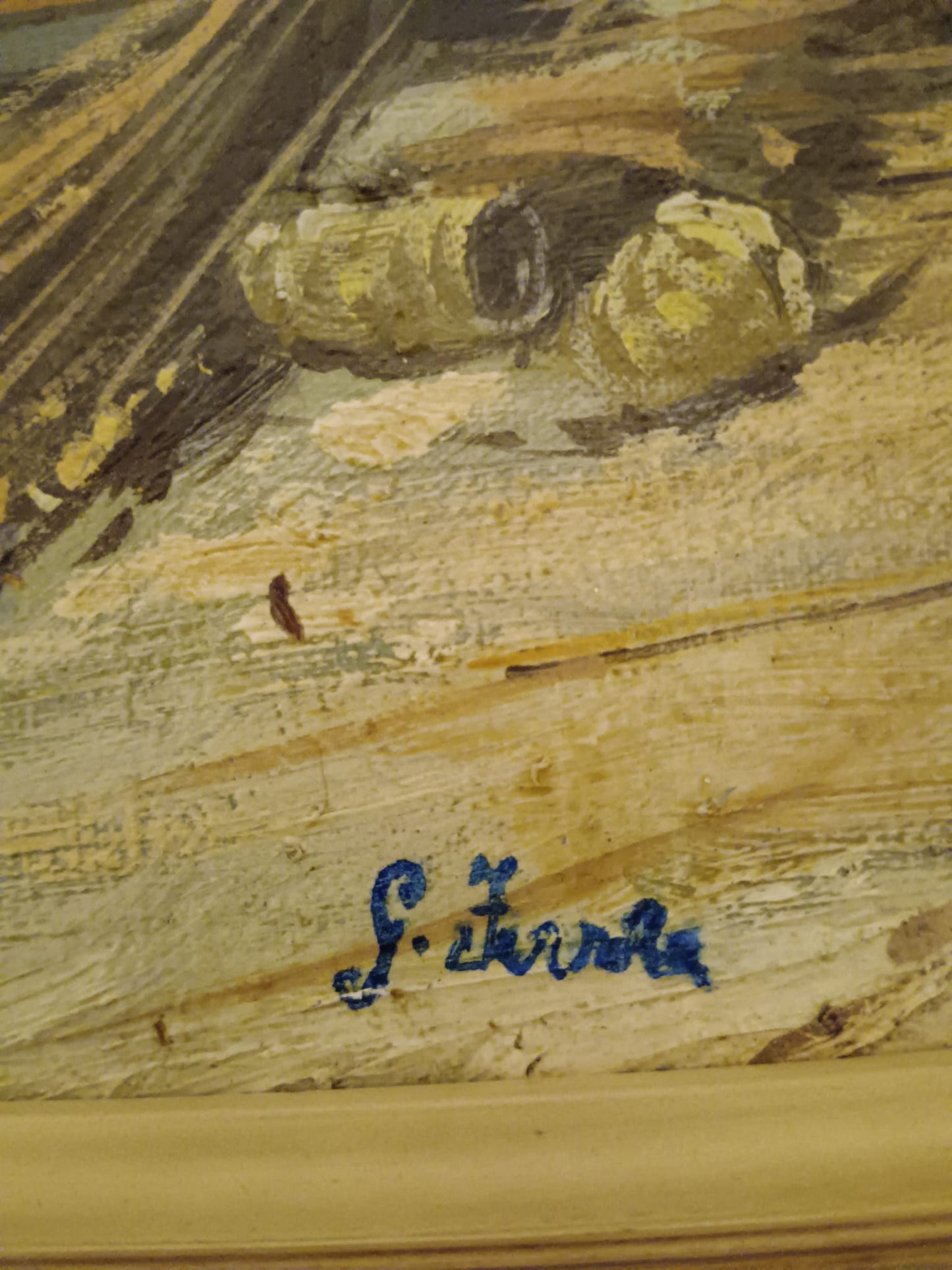 Scorcio Marino ( XX secolo)- dipinto olio su tela applicata su legno