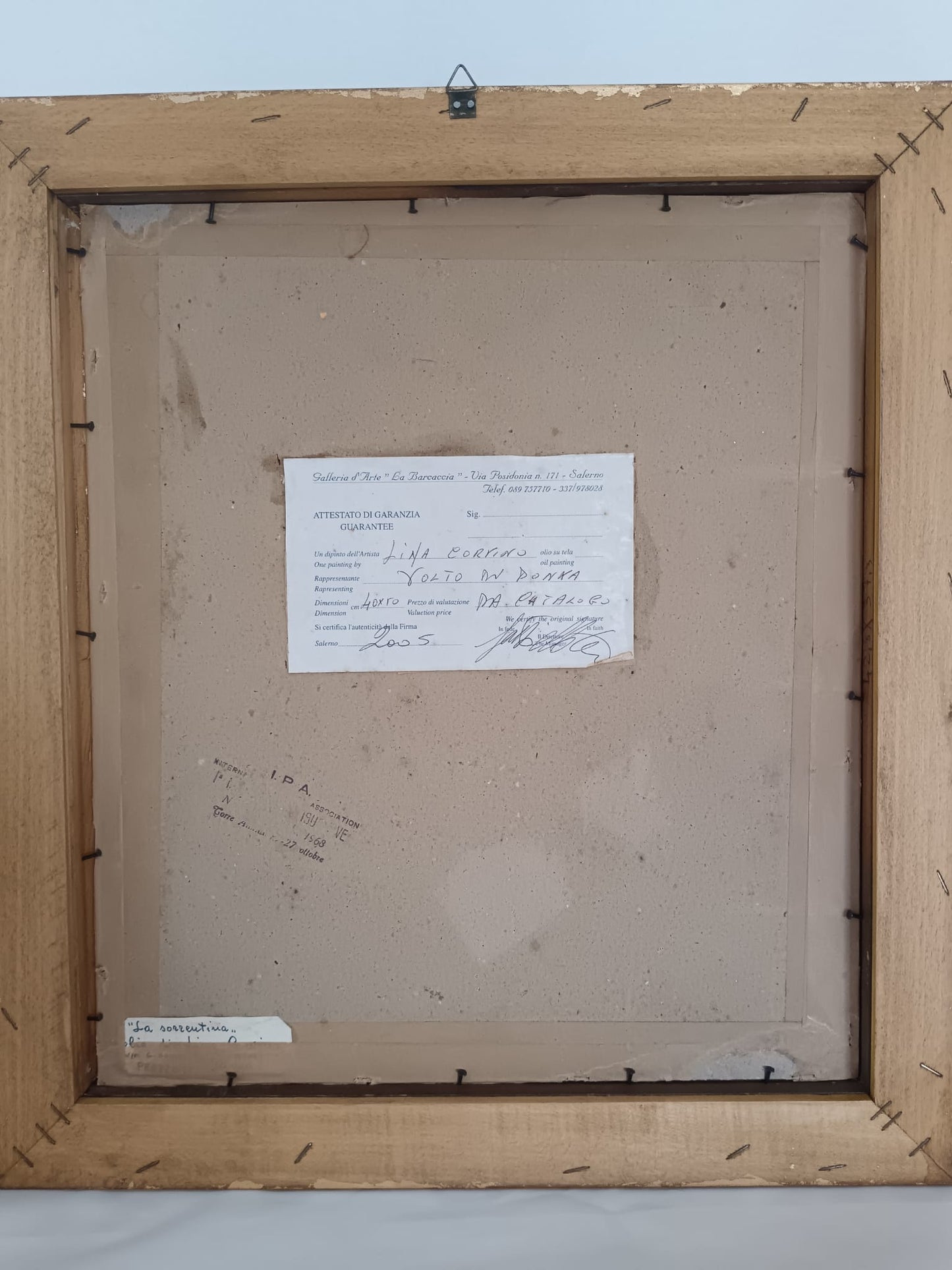 Lina Corvino (Scuola napoletana XX Secolo)- volto di donna, dipinto olio su tela