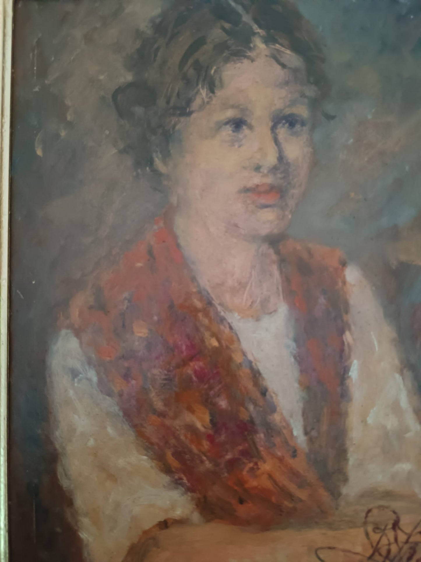 Ritratto (Scuola italiana XX Secolo)- dipinto olio su cartoncino