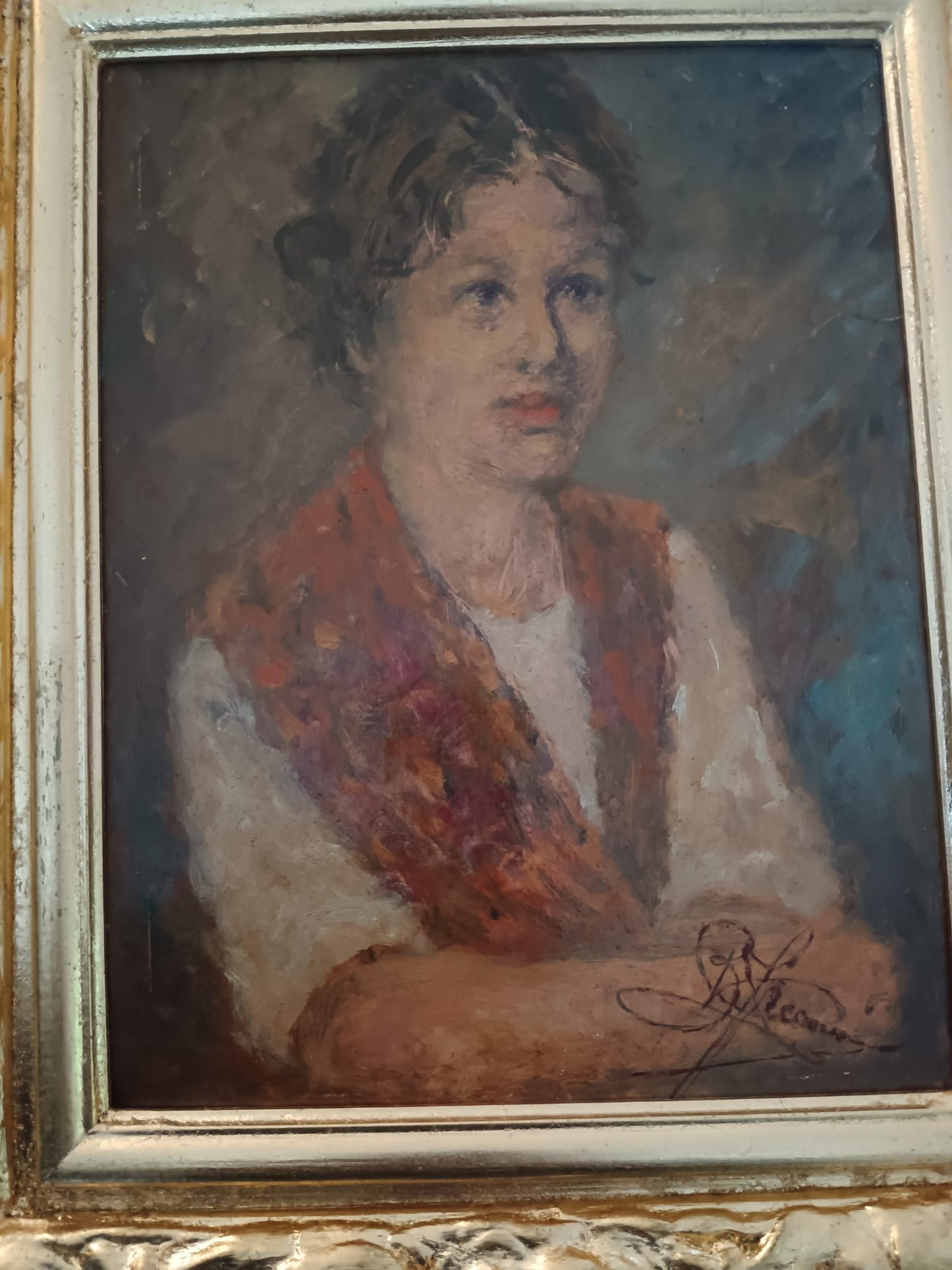 Ritratto (Scuola italiana XX Secolo)- dipinto olio su cartoncino