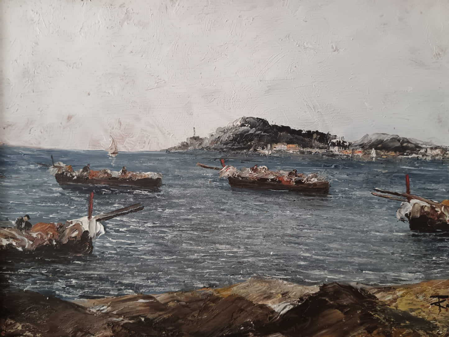 F. Castiglione- dipinto olio su legno (epoca XX Secolo)