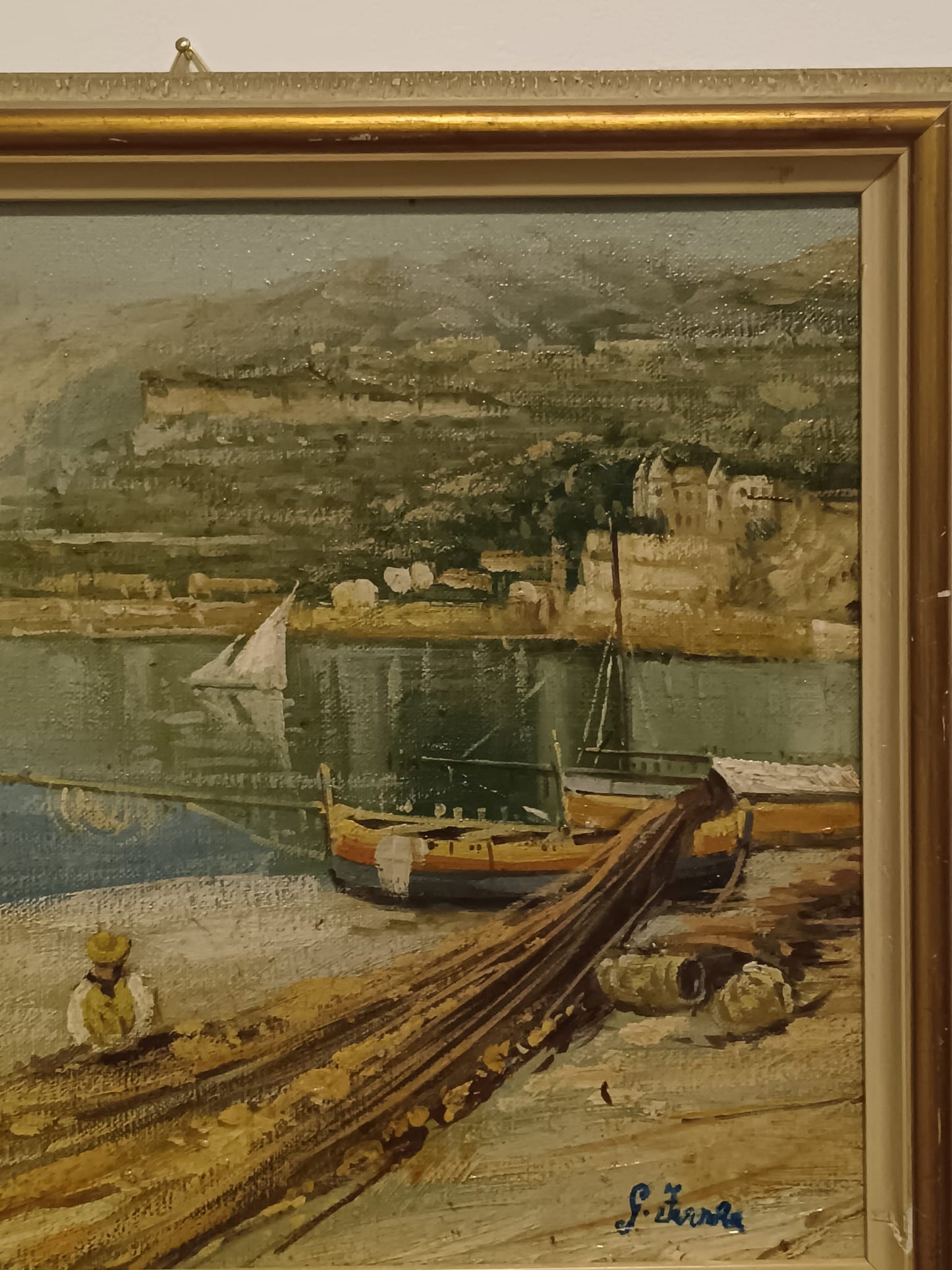 Scorcio Marino ( XX secolo)- dipinto olio su tela applicata su legno