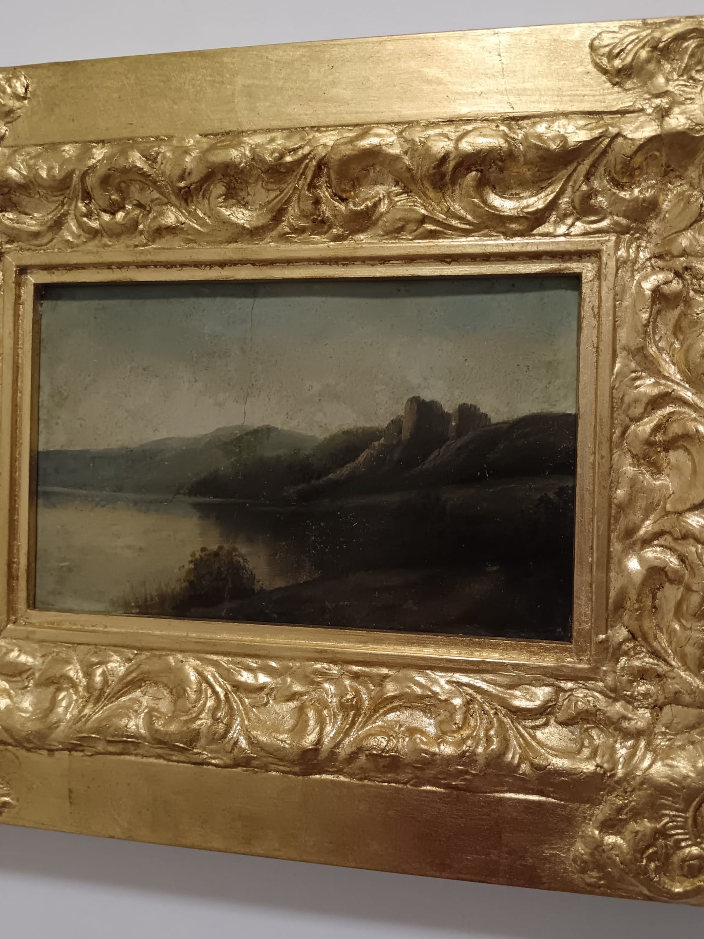 Antico dipinto olio su cartoncino- (scuola europea XIX secolo)