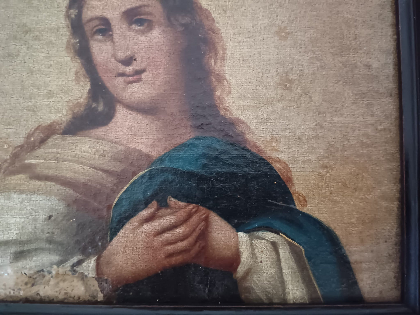 Dipinto sacro ( XVIII Secolo)- antico olio su tela applicata su legno