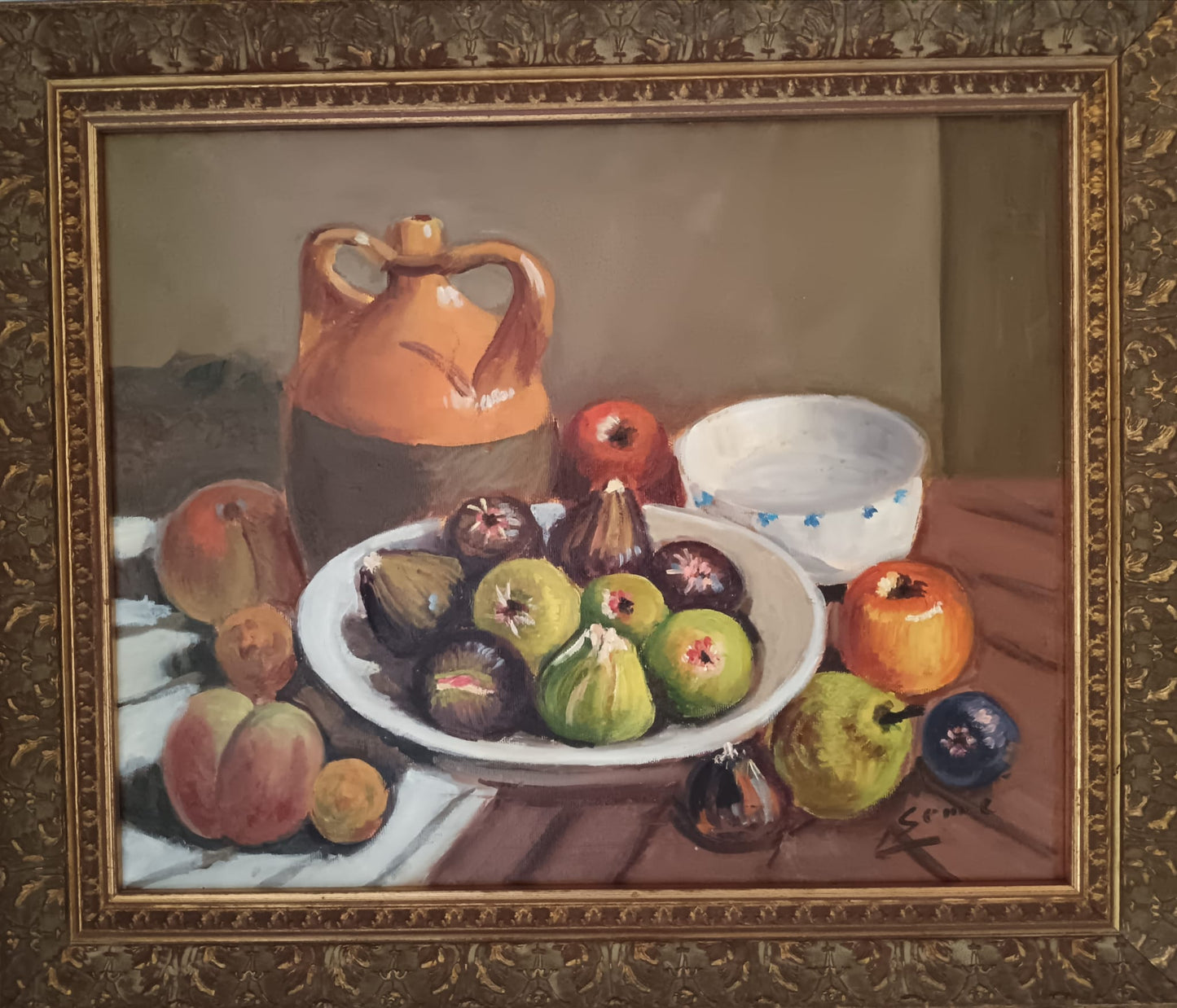 Luigi Seme ( XX Secolo) natura morta- dipinto olio su tela