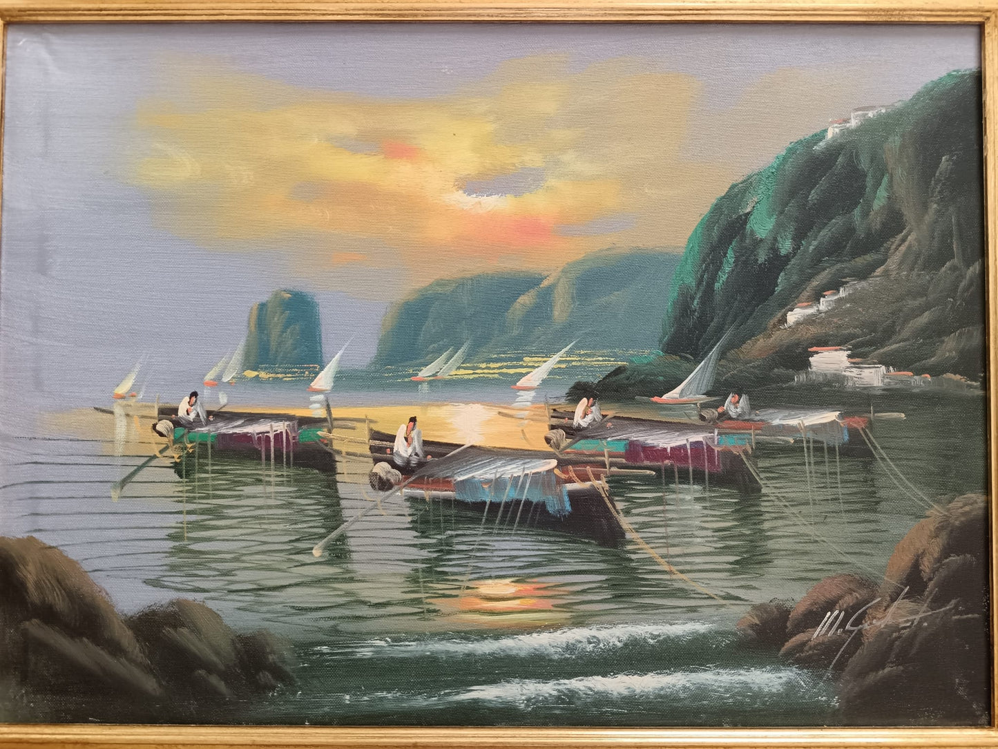 Mario Galanti (Napoli 1923 - 1998) Marina- dipinto olio su tela