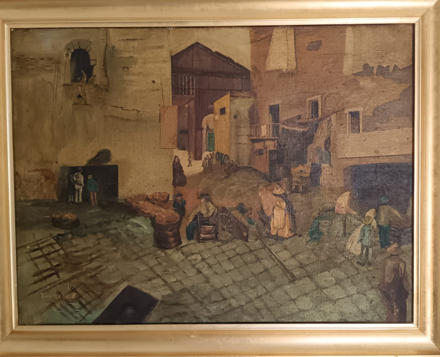 Scorcio Di Vita (XX Secolo)- dipinto olio su tela