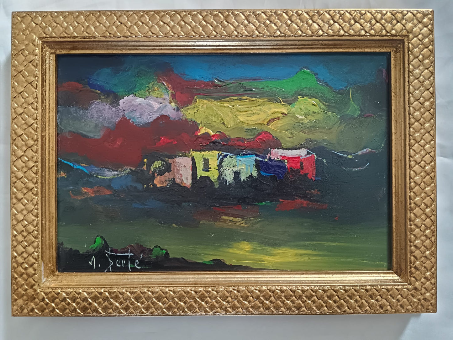 Antonio Bertè (Napoli 1936-2009)- Paesaggio dipinto olio su tela