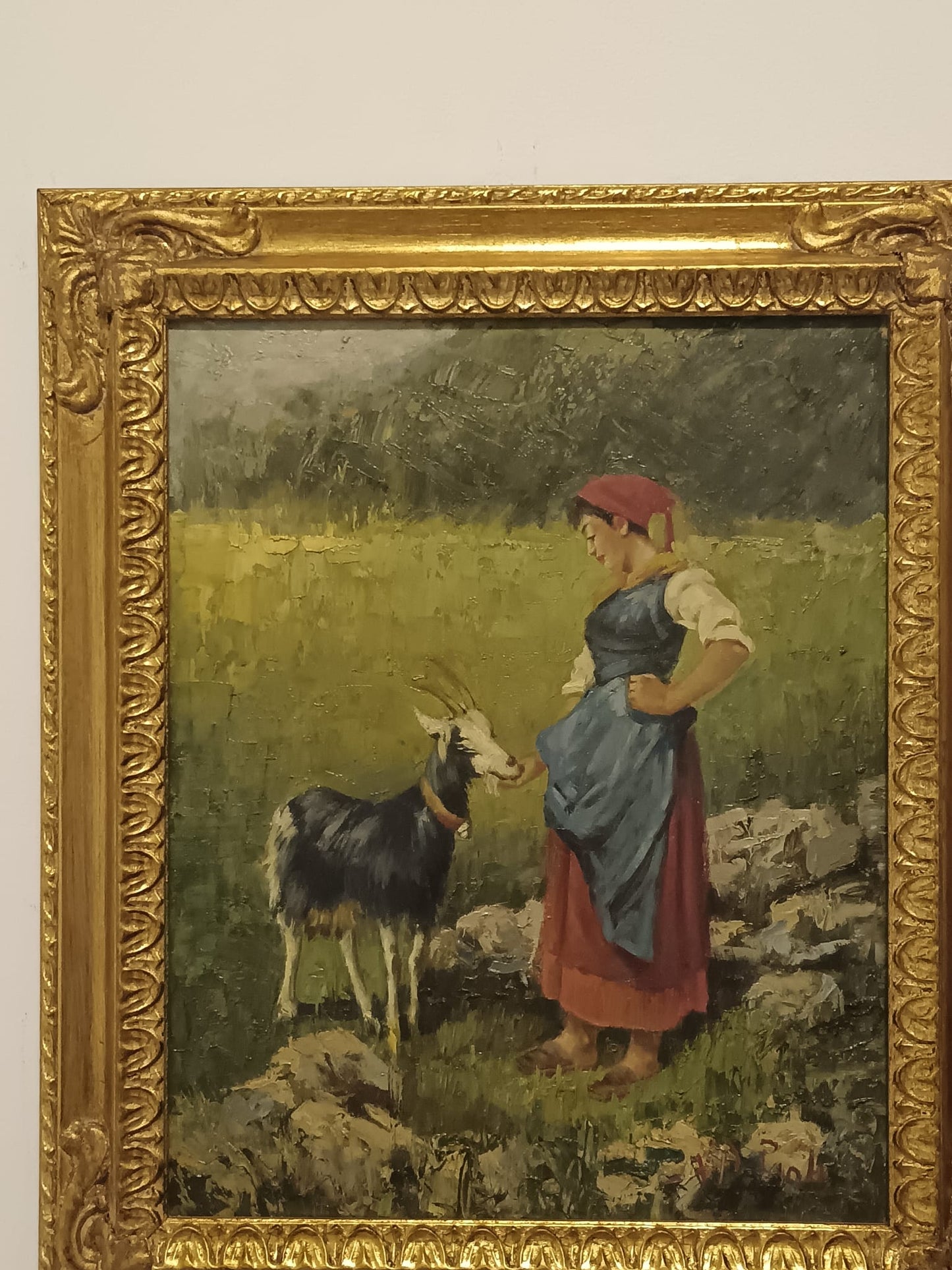 V. De Paoli da (Niccolò Cannicci) la Pastorella- dipinto olio su tela XX secolo
