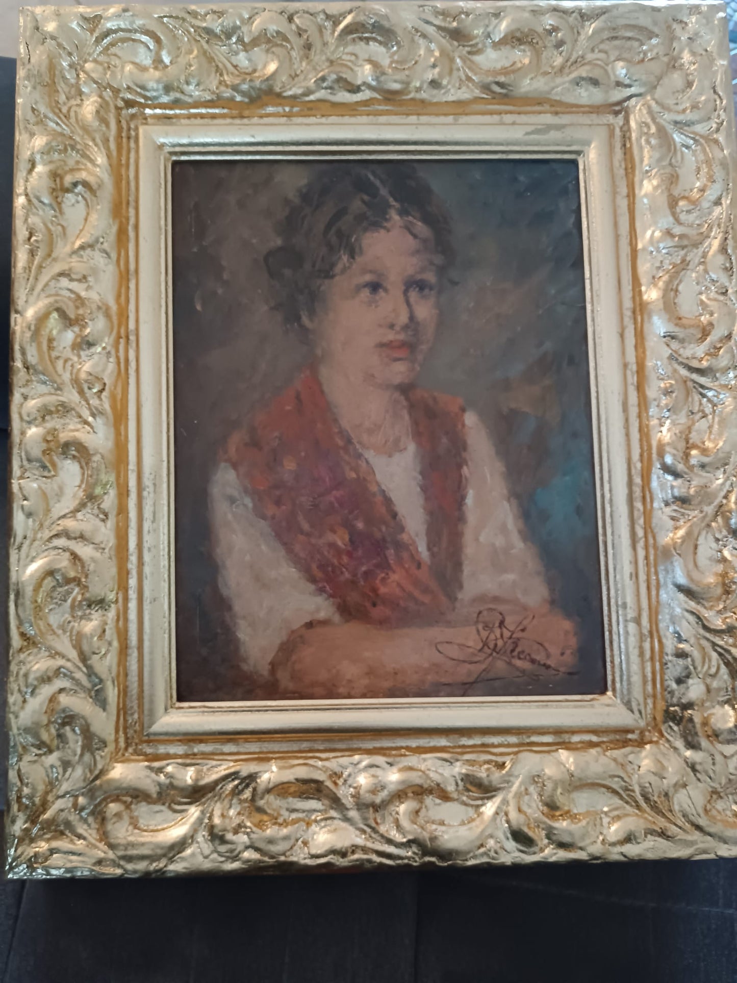 Ritratto (Scuola italiana XX Secolo)- dipinto olio su cartoncino