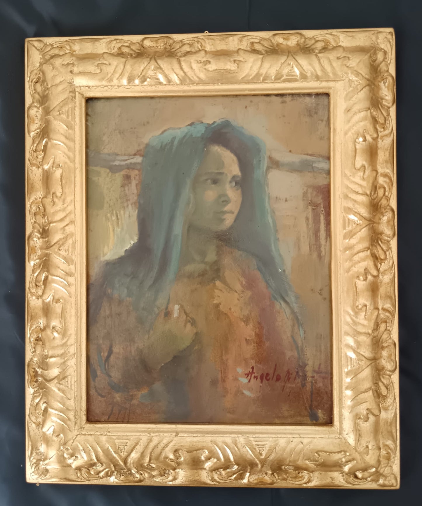 Scuola Italiana ( XIX/XX secolo)- Figura, dipinto olio su masonite