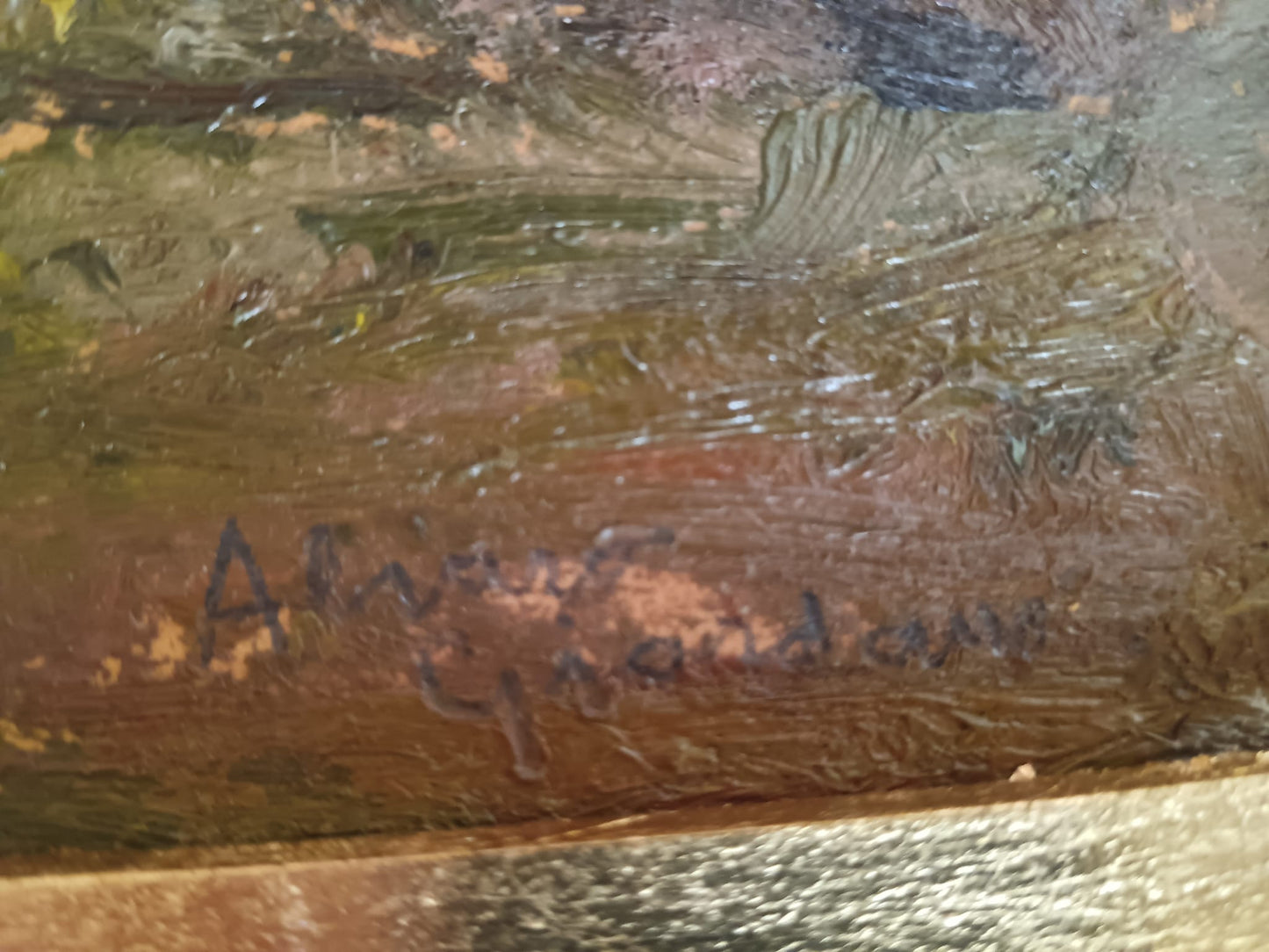 Alvaro Giordano (1913 - 1992)- Paesaggio dipinto olio su cartoncino