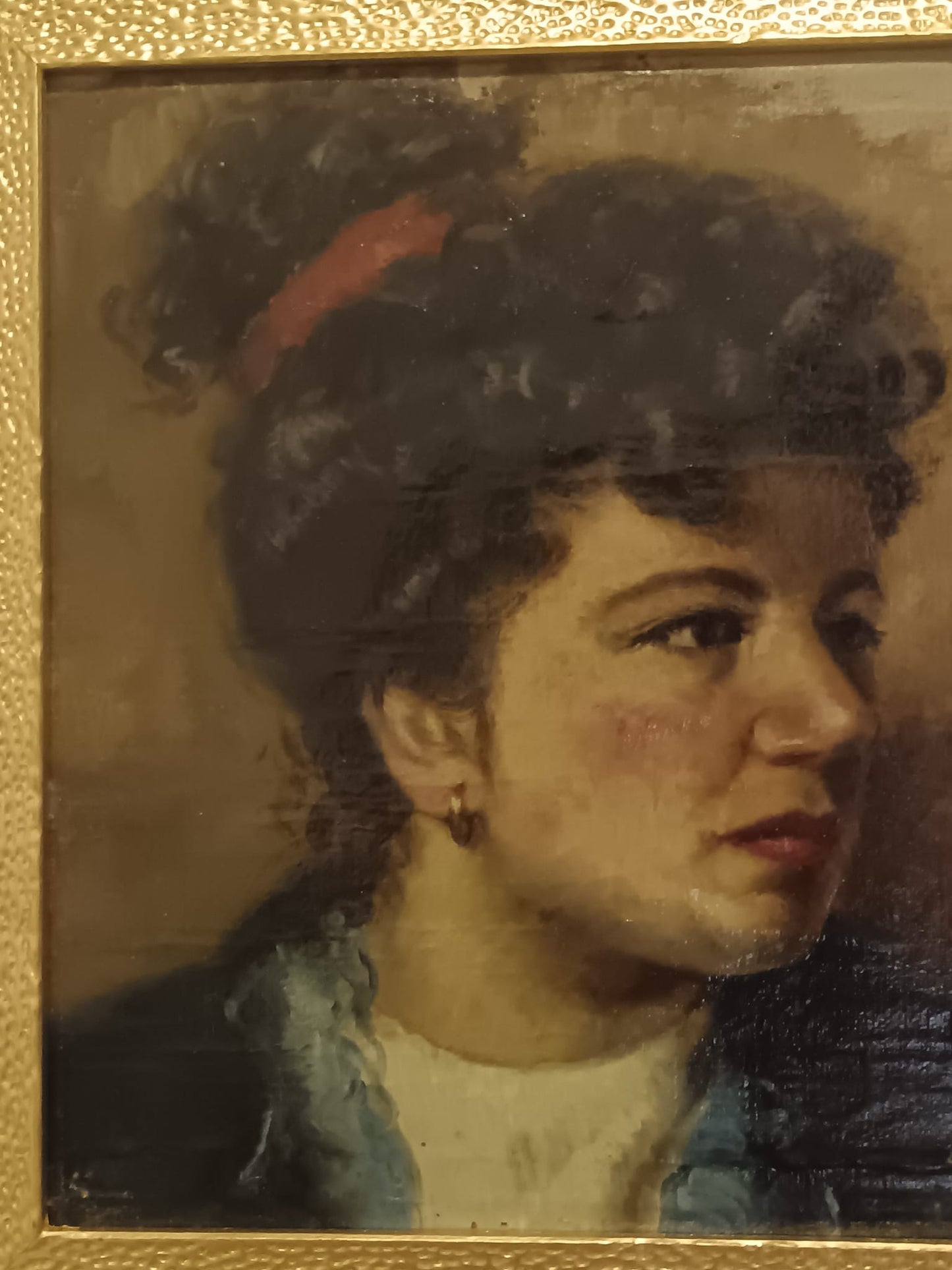 Lina Corvino (Scuola napoletana XX Secolo)- volto di donna, dipinto olio su tela