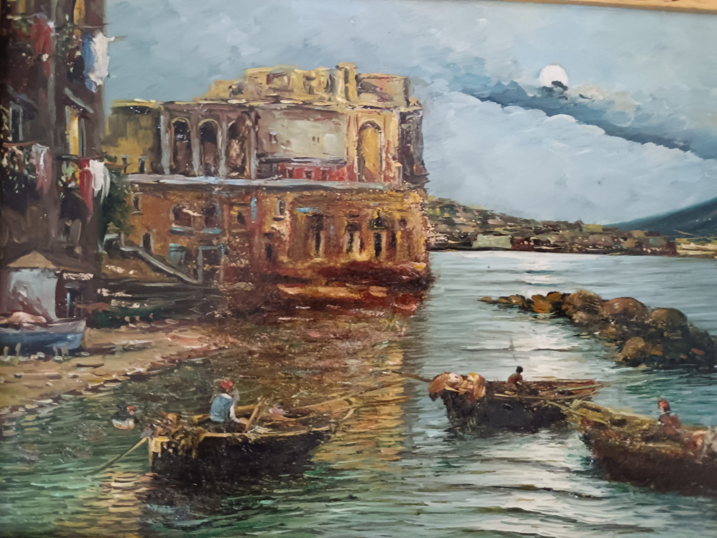 Giuseppe Colucci (XX secolo)- scorcio marino, dipinto olio su legno