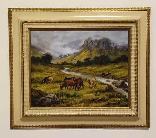 Dipinto antico- (scuola inglese XIX/XX Secolo) olio su legno