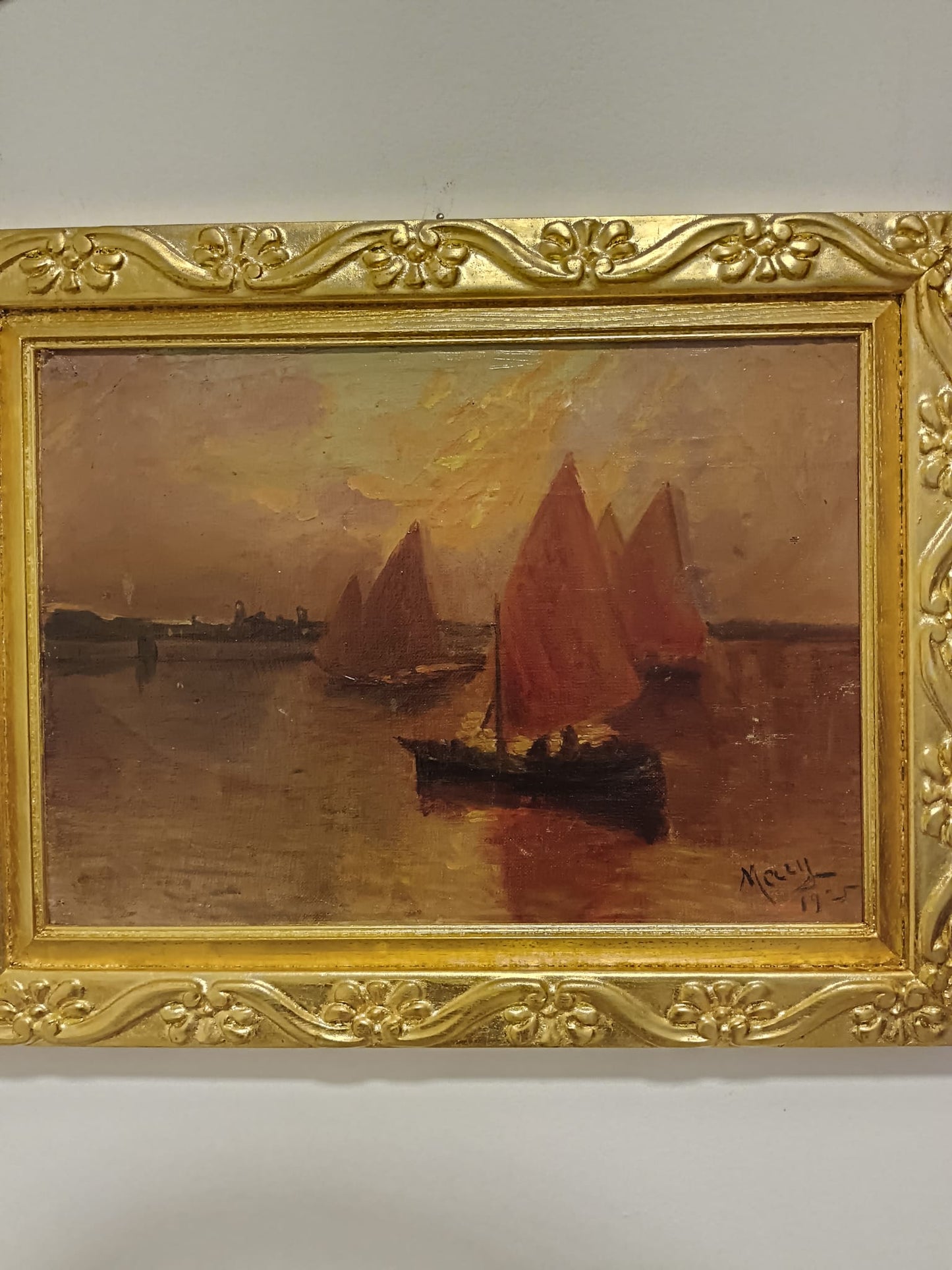 Scuola inglese (XIX/XX Secolo)- dipinto olio su tela applicata su cartoncino